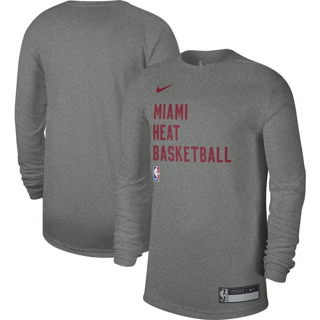 Men's Miami Heat Heather Gray 2023/24 Legend On-Court Practice Long Sleeve T-Shirt